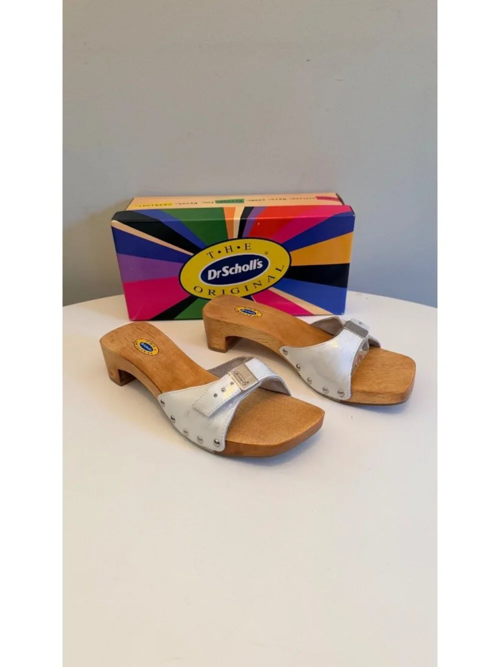 Dr Scholls Women Size 8 M Exercise Clog Sandal White Smooth Leather Slide New